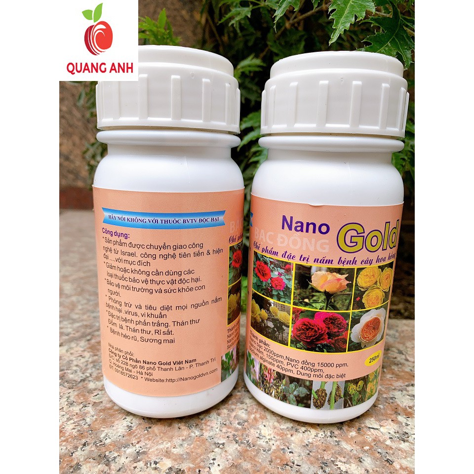 Bán Chế phẩm Nano gold Bạc Đồng đặc trị nấm bệnh cho cây hoa hồng 250ml chất lượng.
