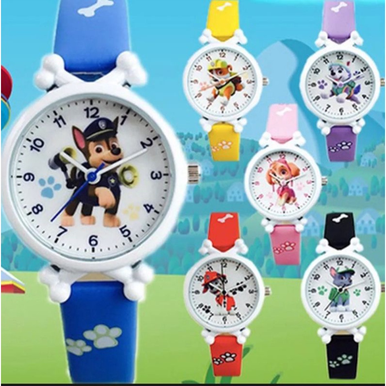 Đồng hồ kim bé trai Đội chó cứu hộ Paw Patrol chống nước mặt nhựa cứng an toàn