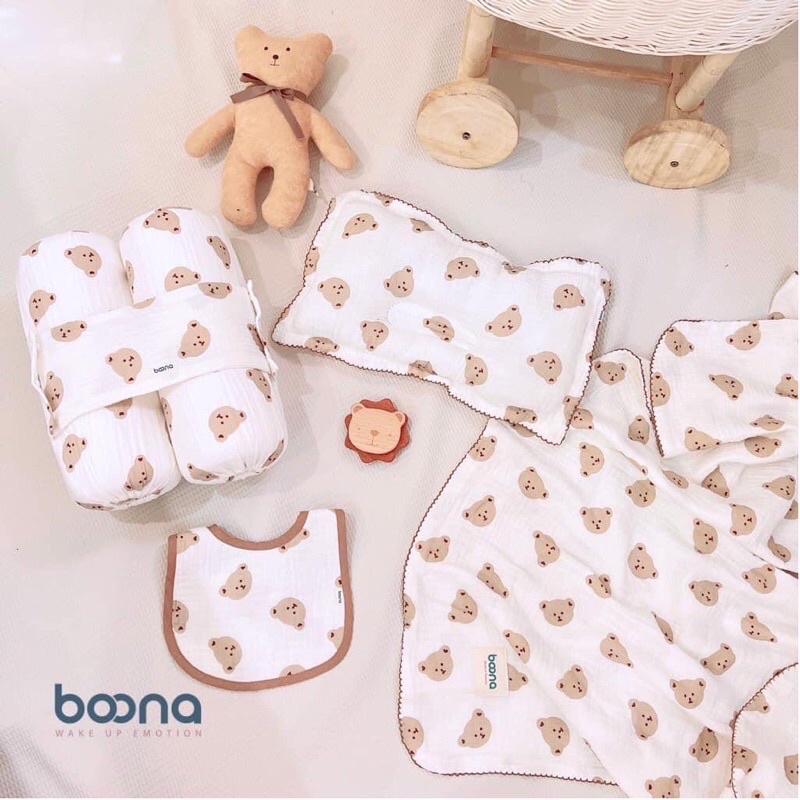 Bộ Chặn Bông Cho Bé Kèm Gối Xô Cao Cấp Chính Hãng Boona