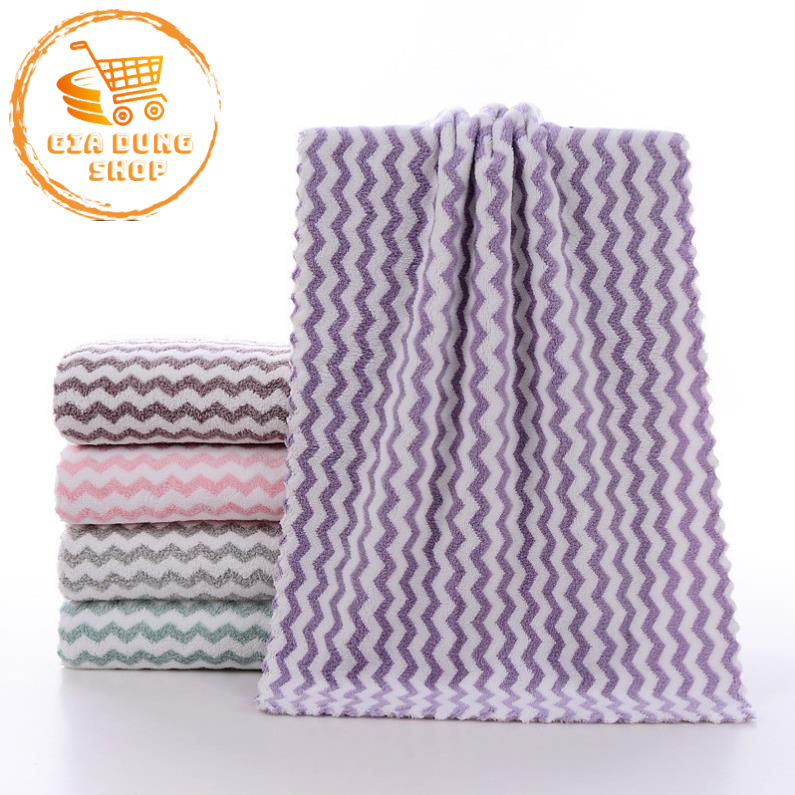 Khăn Mặt Lông Cừu Kích Thước 50x30cm Hàn Quốc (Có Dòng Kẻ)