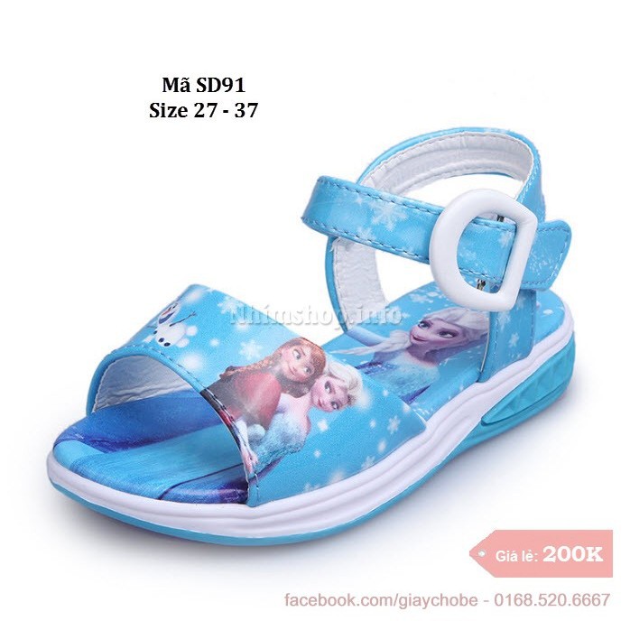 Sandal Xanh Bé Gái Hình Elsa Anna SD91 Hàng nhập khẩu