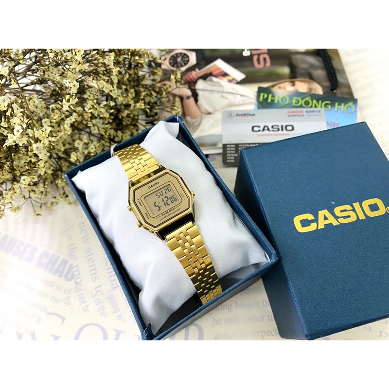 [Mã FARSBR243 giảm 15% đơn 249K] Đồng hồ nữ Casio Anh Khuê LA680WGA-9DF