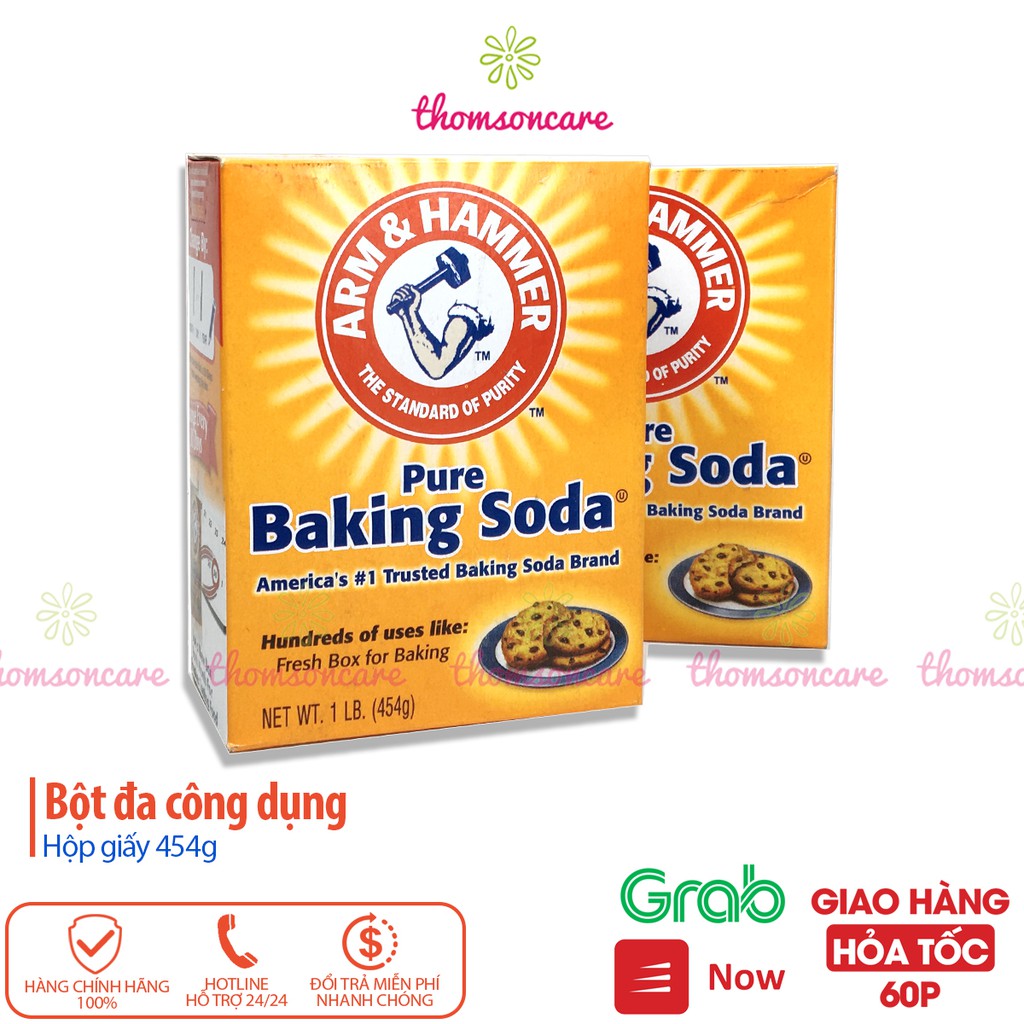 Bột Baking Soda đa công dụng cho mọi gia đình, muối nở, làm bánh, tẩy trắng - Hộp 454g