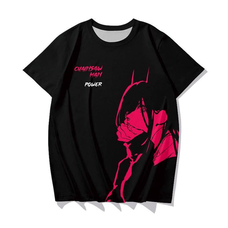 Áo Thun Tay Ngắn Dáng Rộng In Hình Anime Chainsaw Man Thời Trang Cho Nam Và Nữ