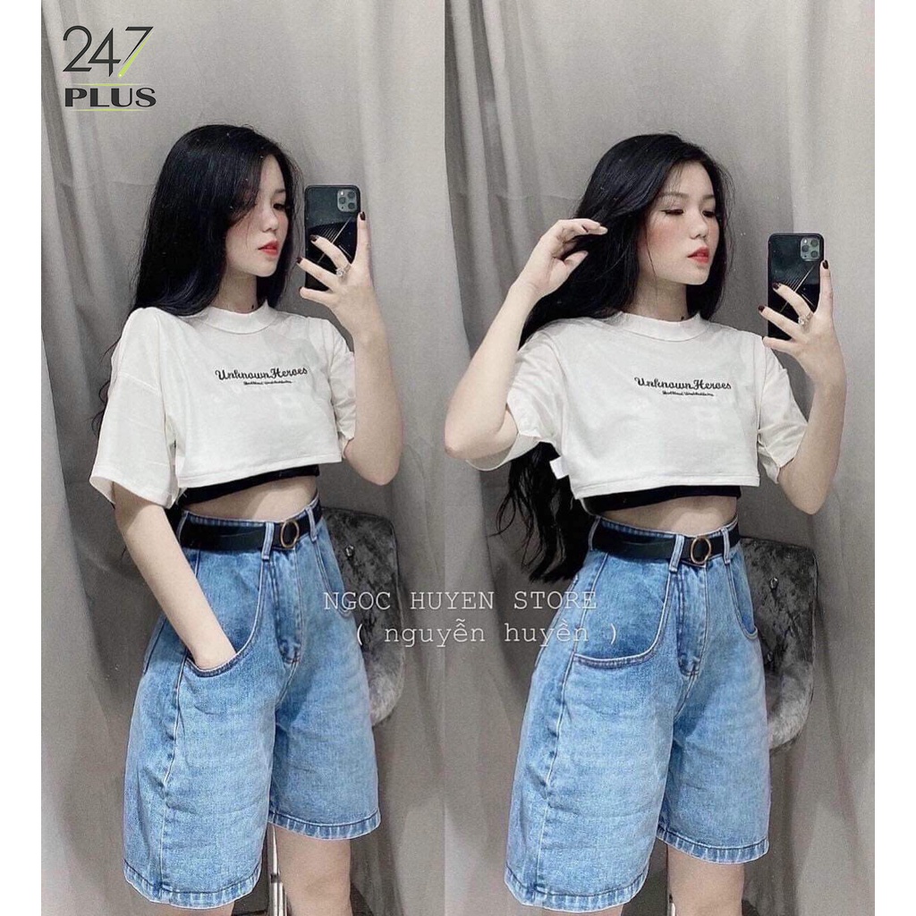 Quần Short Jean Nữ Trơn Cạp Cao Dáng Rộng Chất Quần Bò Dày Dặn