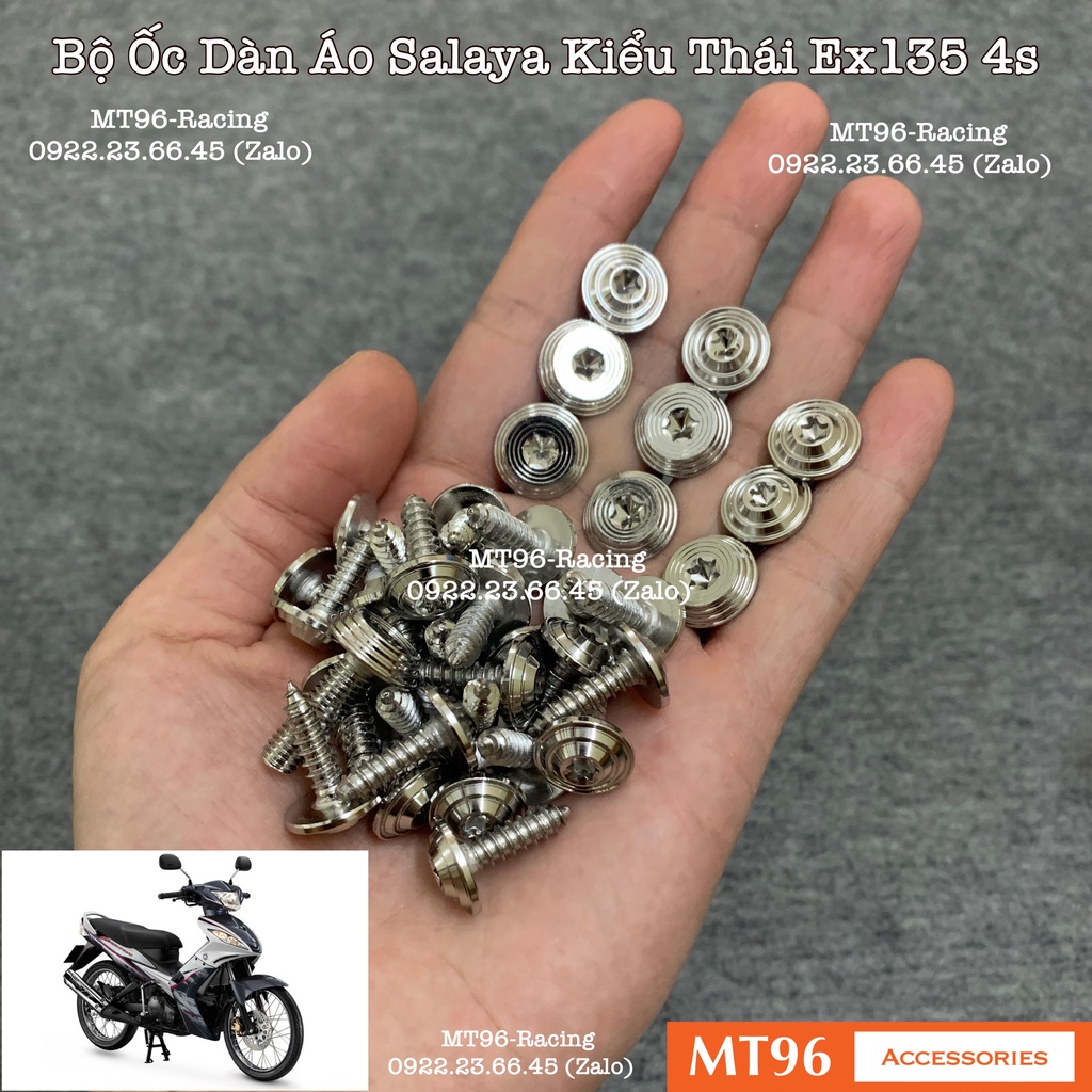 Full Bộ Ốc Áo Salaya V2 Cho Exciter 135 4s (2006-2010), Ex2010 Chuẩn Inox304 Siêu Bóng Không Gỉ Sét (Có Bảo Hành)