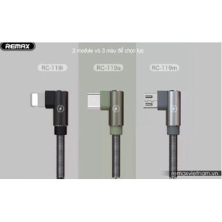 Cáp sạc lightning-remax rc -119i - bện vải quấn lò xo quặp l