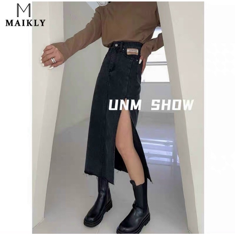 (KÈM ẢNH THẬT) CHÂN VÁY JEANS MIDI XẺ ĐÙI | BigBuy360 - bigbuy360.vn