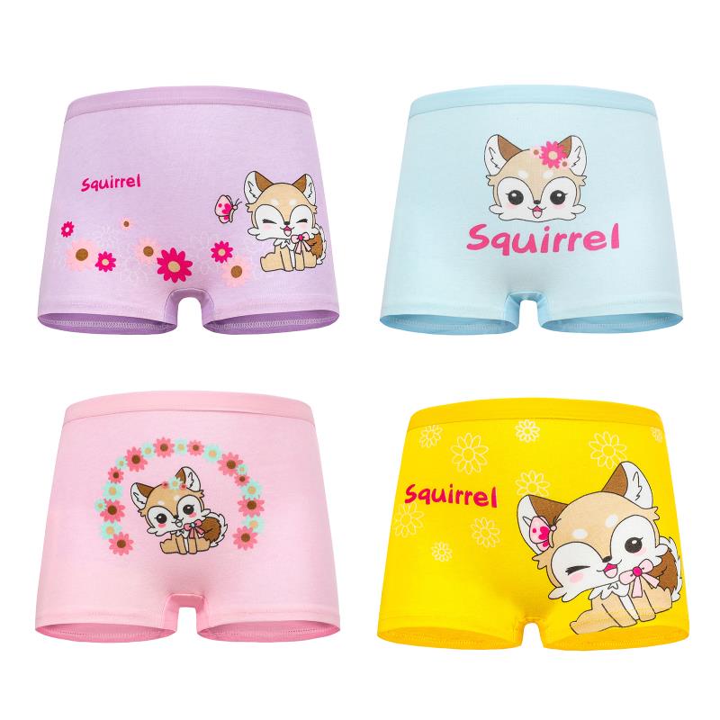 Set 4 quần lót boxer SMY chất liệu thoáng khí họa tiết hoạt hình cho bé gái