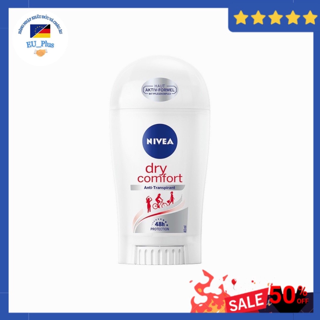 Sáp Lăn nách Nivea, Dry Comfort, Men fresh active, Fesh natural, 48h, hàng nội địa Đức, 40ml