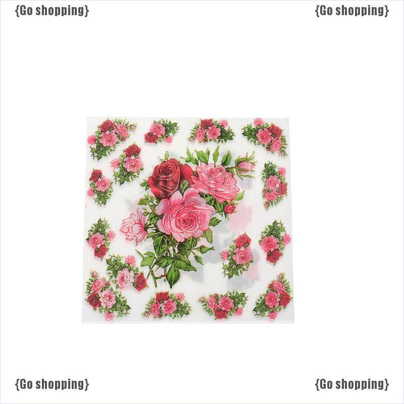 Túi 20 khăn giấy hình hoa hồng trang trí bàn tiệc cưới