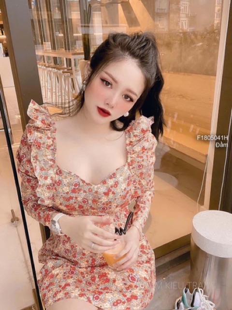 Đầm hoa cúp ngực phối bèo | BigBuy360 - bigbuy360.vn
