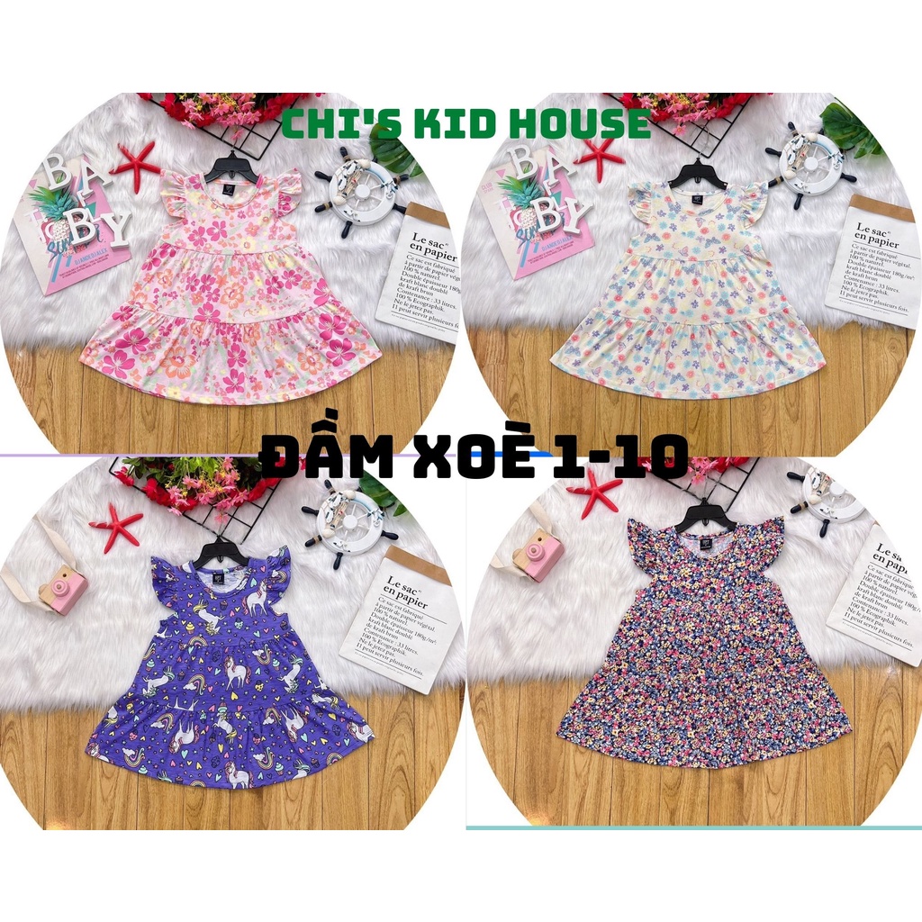 ĐẦM COTTON XUẤT DƯ CHO BÉ NHIỀU HOẠ TIẾT 9-38KG