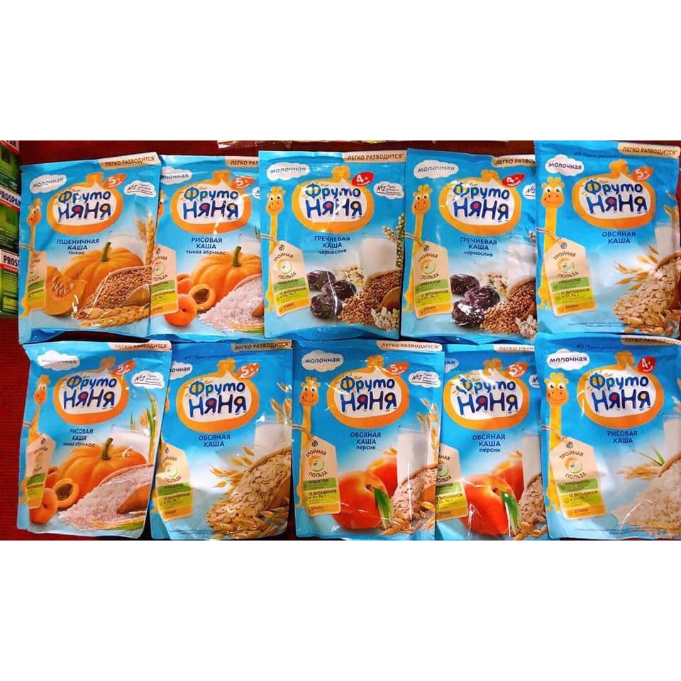 Bột ăn dặm cho bé Fruto Nga đủ vị