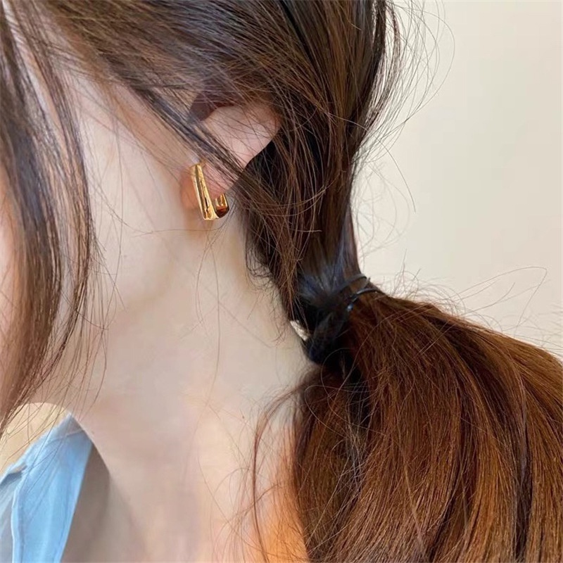 Bông tai kim xỏ mạ bạc dáng vuông thời trang phong cách retro Hàn Quốc