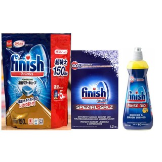Combo viên rửa bát Finish 150+ Nước bóng Finis 400ml+ Muối finish 1,2kg ( hàng Nhập EU )