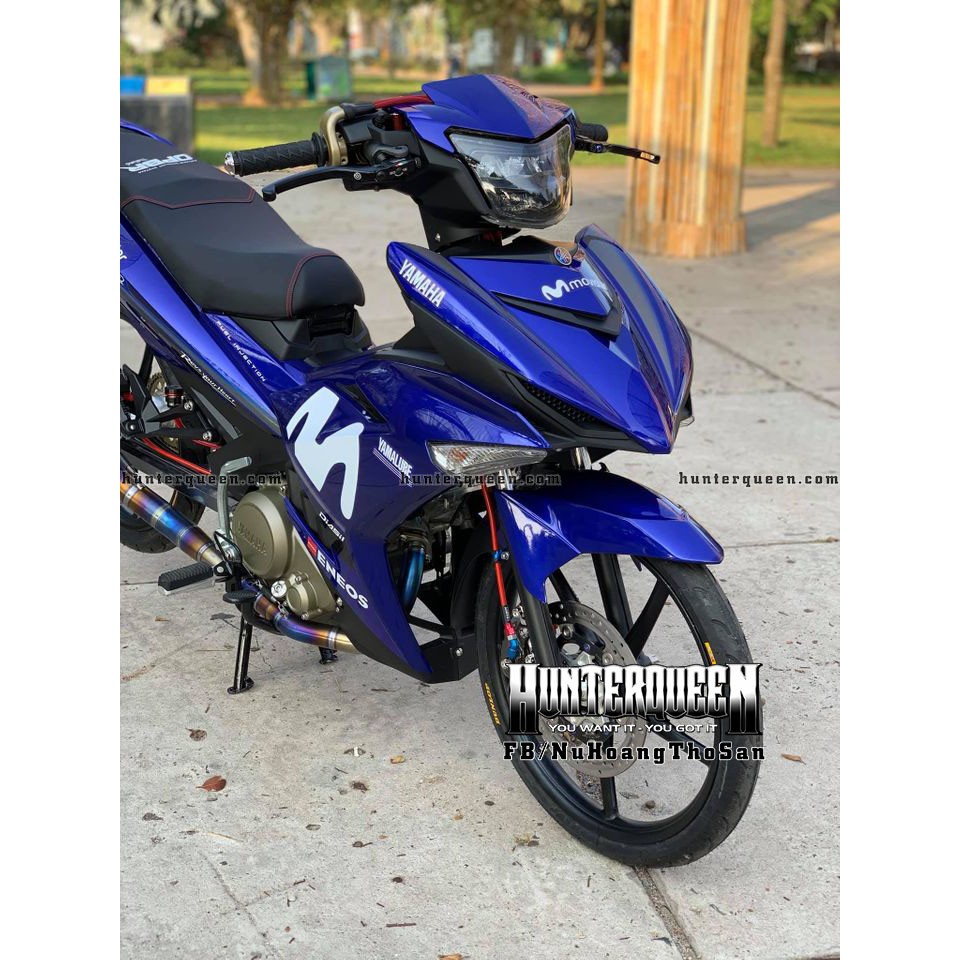 Tem in UV cao cấp. Exciter 150 Movistar xanh GP 2018. Decal tem xe ép nhiệt kích thước chuẩn.