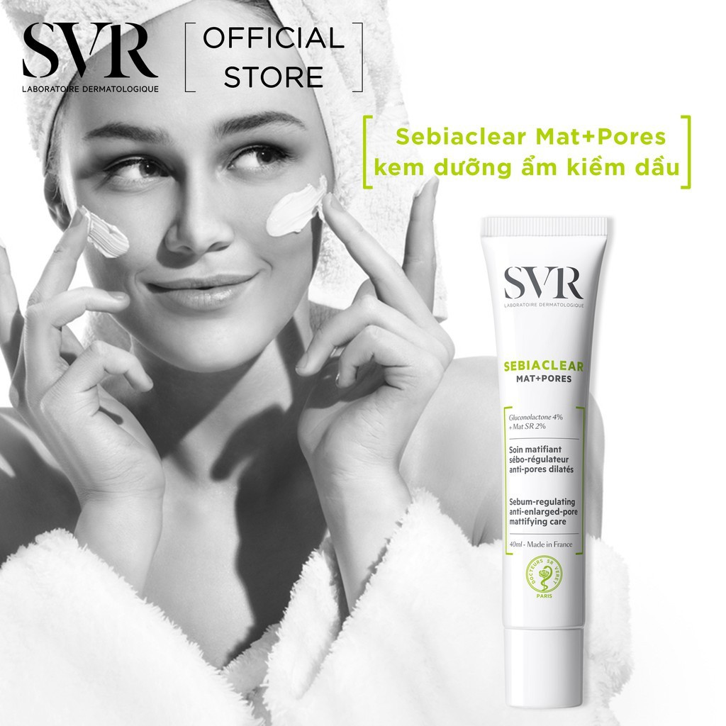 Kem dưỡng SVR Active Sebiaclear Mat Pores 40ml giảm mụn se khít lỗ chân lông kiềm dầu cho da - Thi Vũ