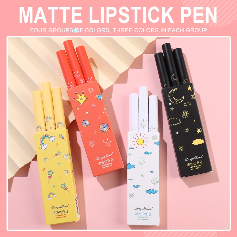 Set 3 Thỏi Son Sáp Tông Nhung Lì Dưỡng Ẩm Chống Nước Lâu Trôi
