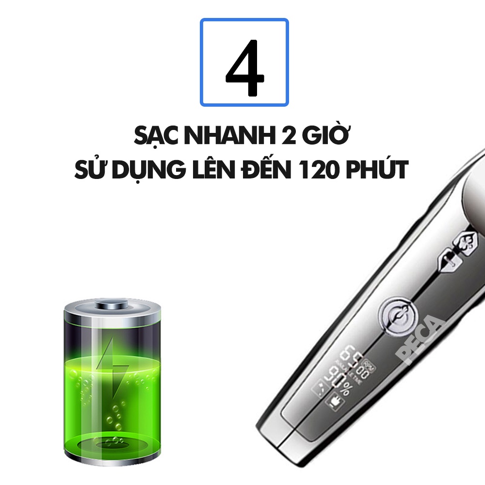 Tông đơ chấn viền không dây Kemei KM-126 màn hình LCD thông minh, 3 tốc độ cắt, có thể khắc tatoo, cạo trắng...