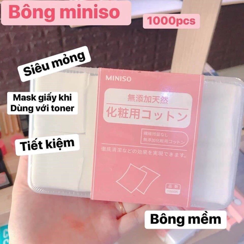 Bông Tẩy Trang Miniso Miếng Mỏng (1000 miếng)