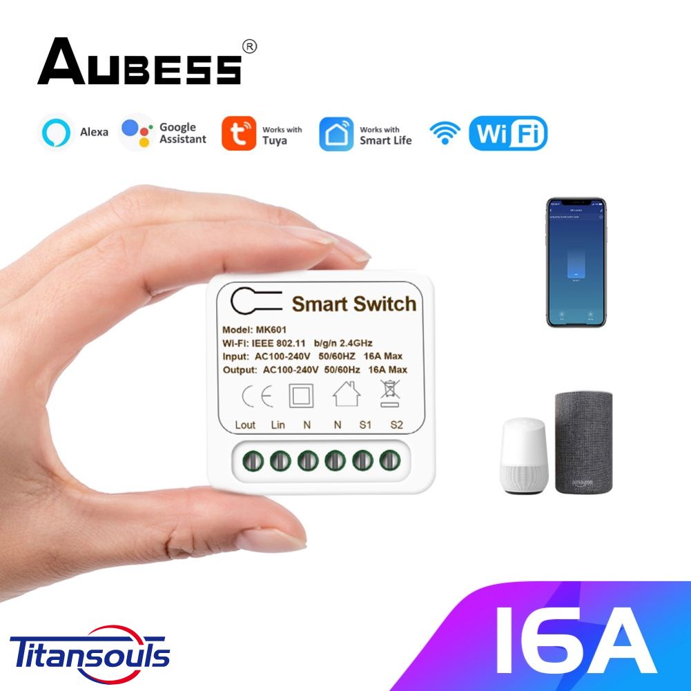 Rơ le hẹn giờ thông minh Tuya 10A/16A mini 2 chiều không dây hỗ trợ Alexa Google Home TTS