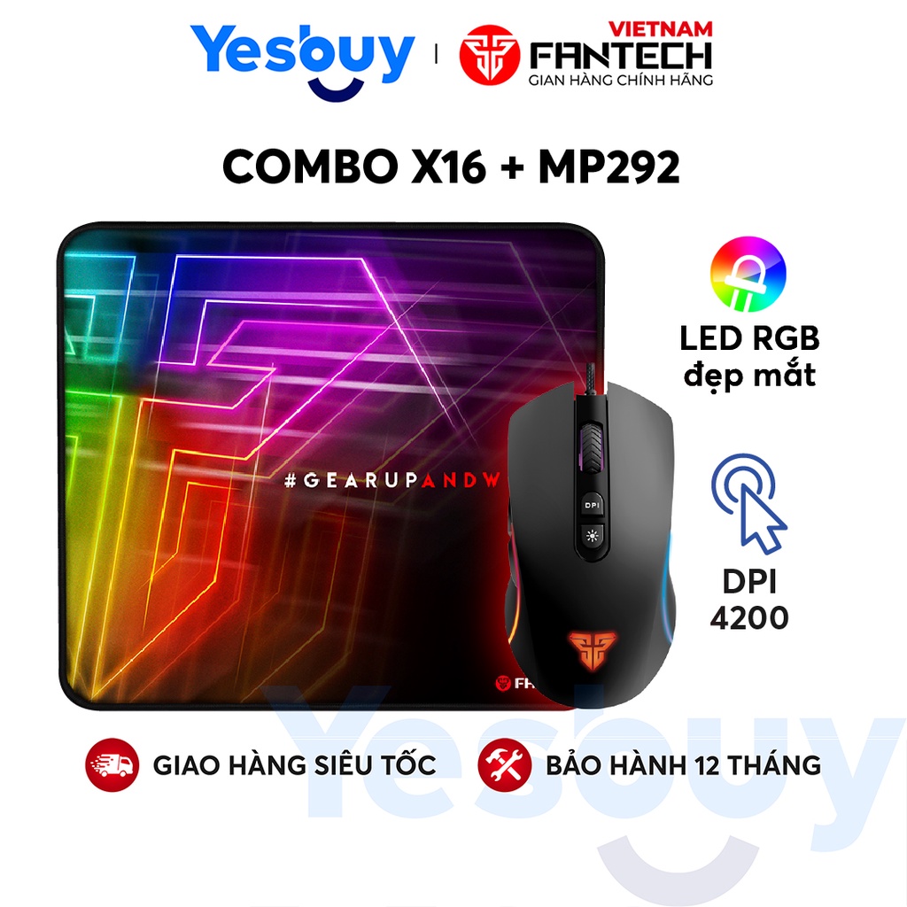 Chuột Gaming FANTECH X16 THOR II 4200DPI LED RGB 168 Triệu Màu 6 Phím Macro Phần Mềm Tùy Chỉnh Riêng -  Hàng Chính Hãng