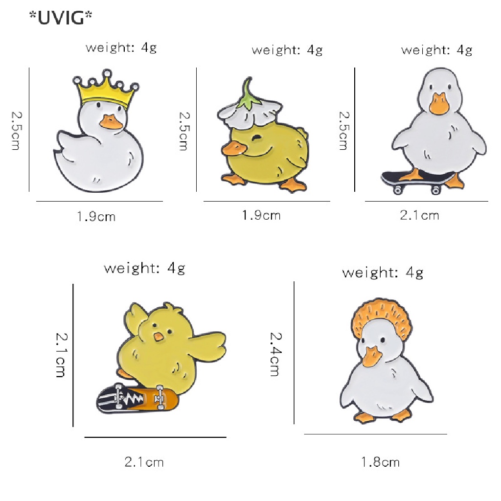[UVIG] Trâm Cài Áo Tráng Men Hình Động Vật / Gà / Ngỗng Trượt Ván Đáng Yêu [Hot
