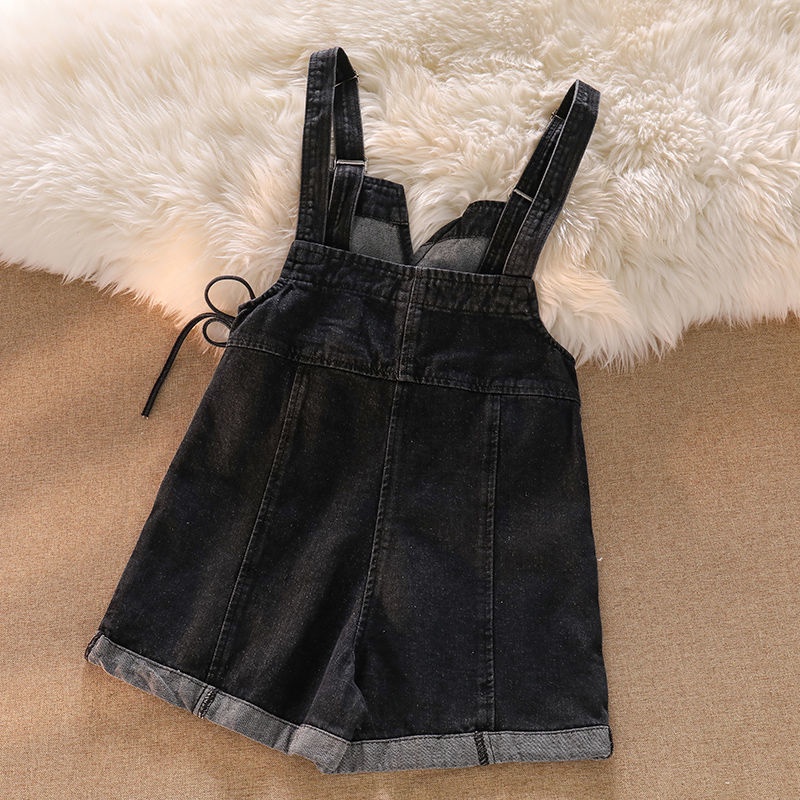 Quần Yếm Denim Ống Rộng Phong Cách Hàn Quốc Mới Cho Nữ