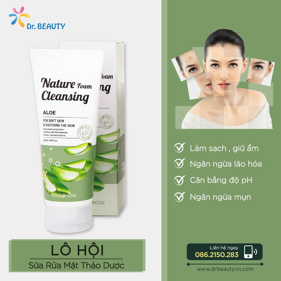 Sữa rửa mặt FOODAHOLIC🌺Làm sạch bã nhờn và làm sạch tế bào sừng🌺dưỡng ẩm cho da