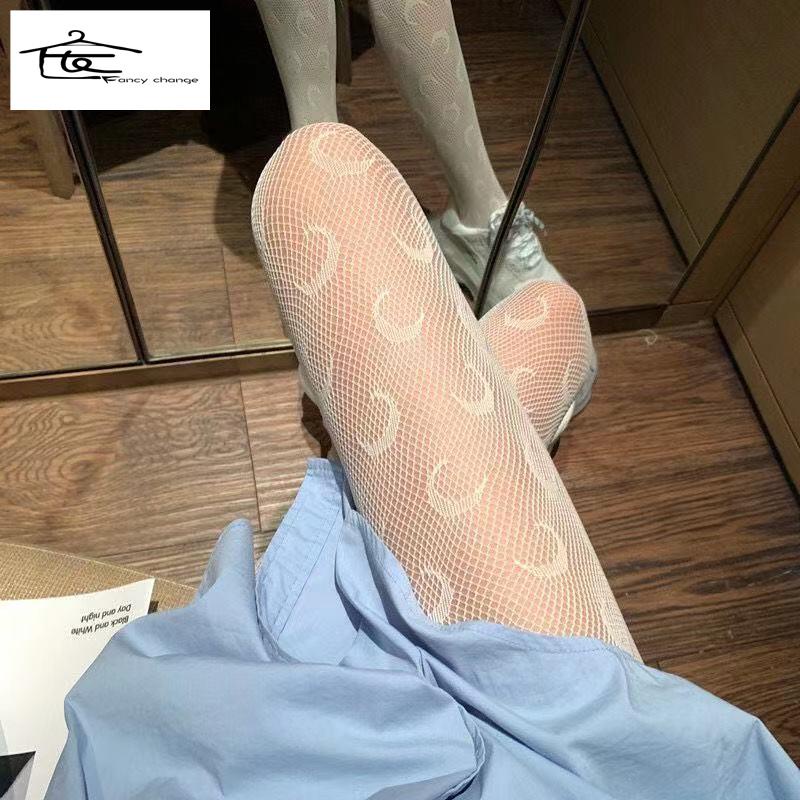 Vớ Lưới Phối Ren Hoa Màu Trắng/Đen Chống Móc Phong Cách Lolita Nhật Bản Quyến Rũ