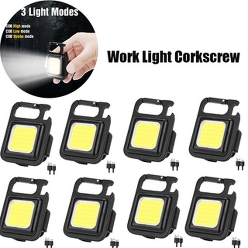 Đèn LED móc khóa di động nhỏ / 3 chế độ ánh sáng USB có thể sạc lại Dụng cụ mở chai bỏ túi COB Đèn pin / Câu cá cắm trại ngoài trời khẩn cấp trong gia đình