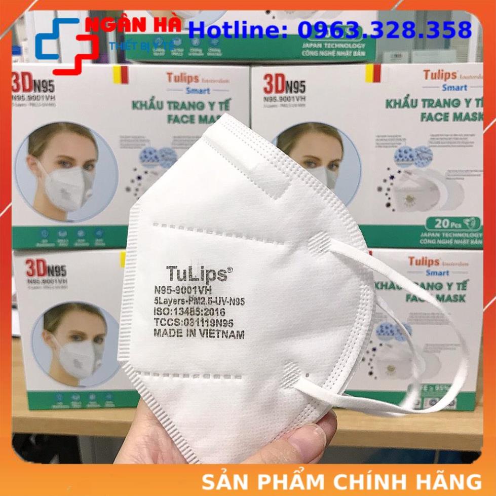 Khẩu trangn95, Khẩu trang 3d, Tulips - N95.9001vh chống bụi pm2.5 có van