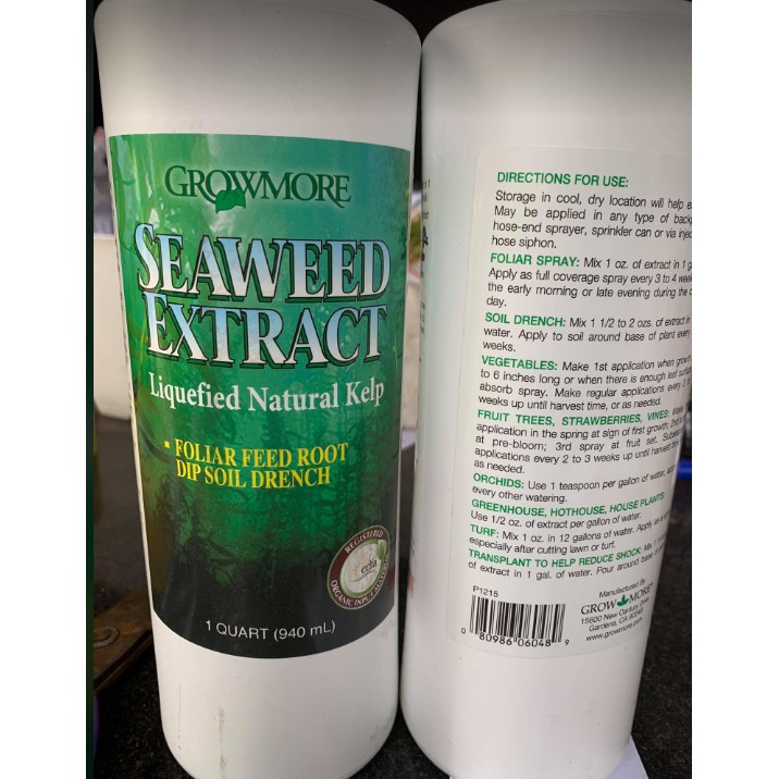 940ml Phân bón hữu cơ Growmore Seaweed Extract Rong biển Nhập khẩu Mỹ