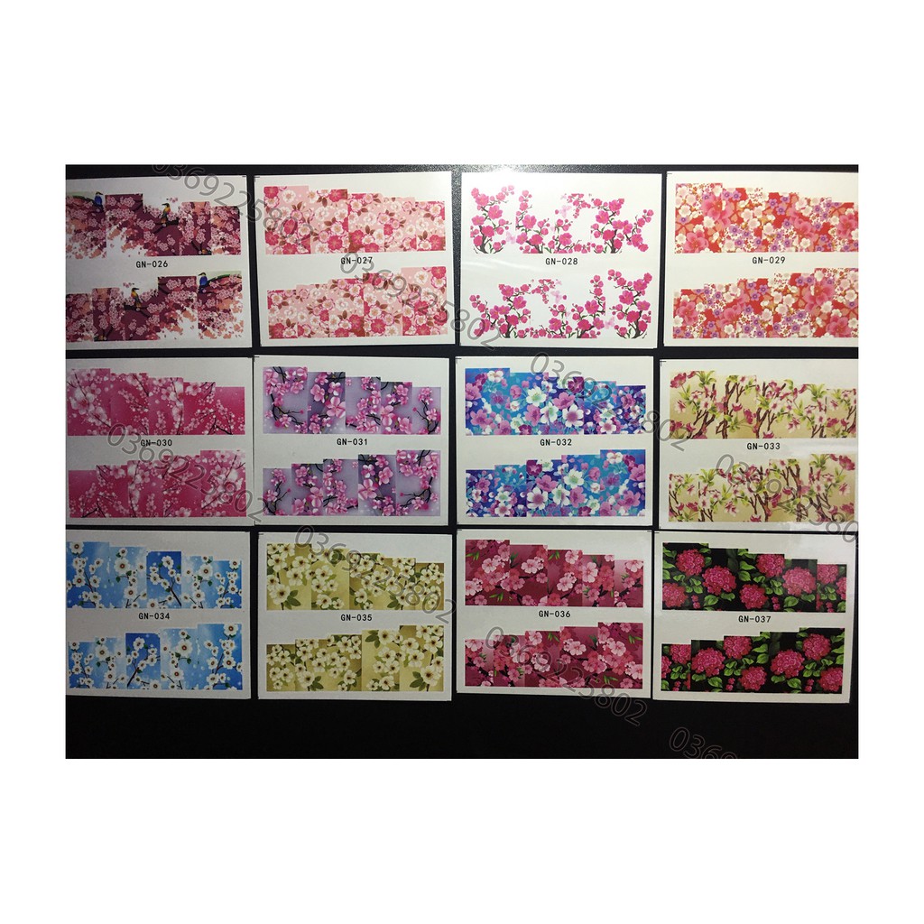 48 TẤM STICKER  nước mẫu hoa Vintage trang trí móng