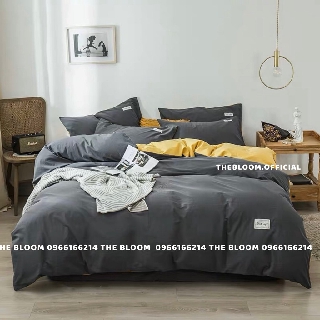 Bộ Chăn Ga Gối Cotton Tici 4 món - Xám phối vàng (Hàng loại 1)
