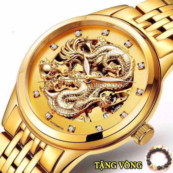 Đồng Hồ Cơ Nam Movt mặt rồng tặng vòng tay may mắn