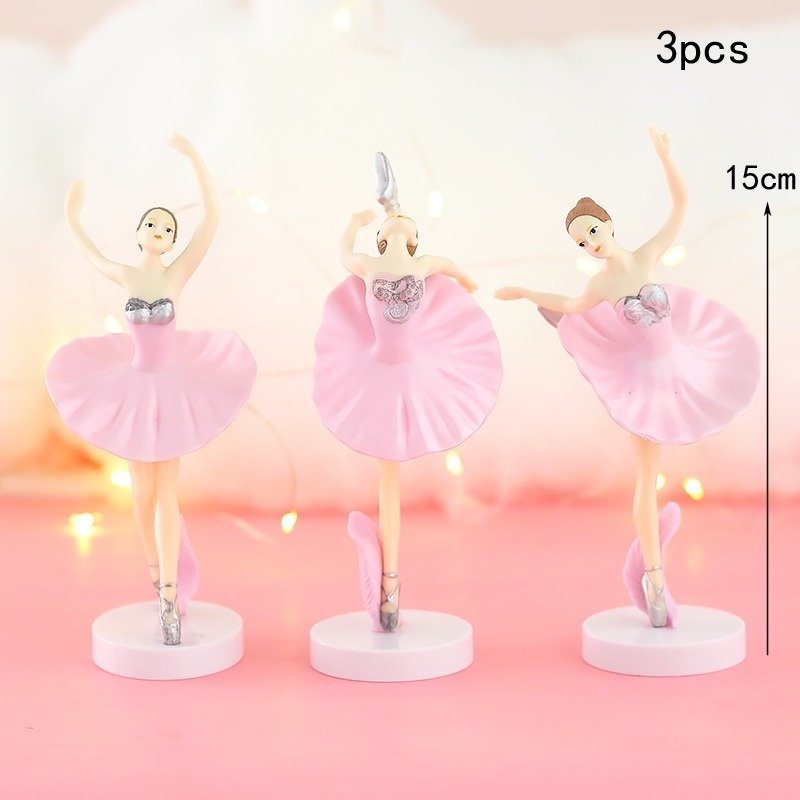 Set 3 Que Trang Trí Bánh Hình Cô Gái Múa Ba Lê Xinh Xắn