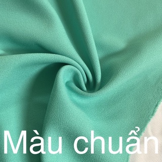 Vải lụa cát dày xanh khổ 1m48 - co giãn nhẹ, dày dặn - may đầm, váy, áo kiểu, đồ thiết kế