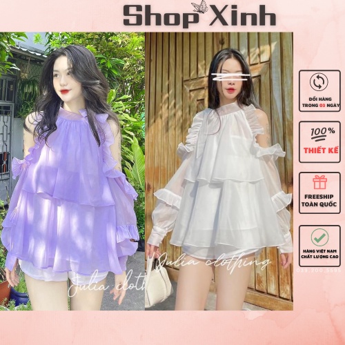 Áo bèo hở vai tay rơi chất tơ ngọc tra.i 𝙎𝙝𝙤𝙥 𝙓𝙞𝙣𝙝, Áo bánh bèo trễ vai tay rơi cực xinh | BigBuy360 - bigbuy360.vn