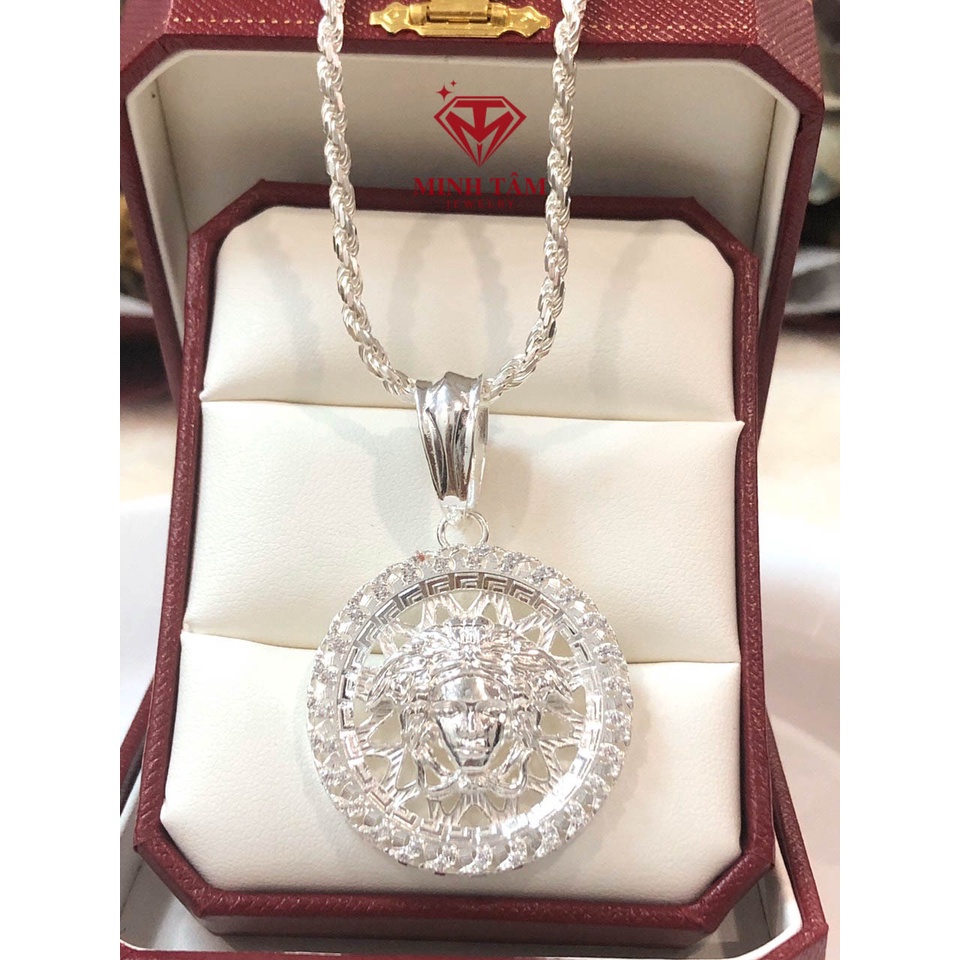Mặt dây chuyền Versac bạc ta cho nam, Bộ dây chuyền bạc nam mặt Versac chất liệu bạc ta-Minh Tâm Jewelry