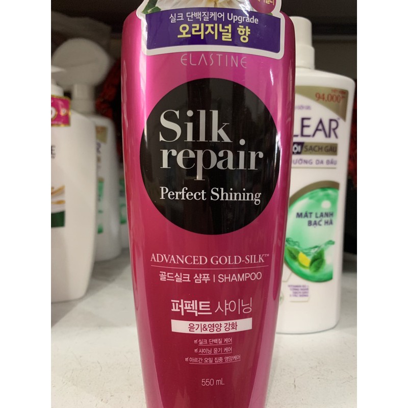 Dầu Gội  Chăm Sóc Nuôi Dưỡng Tóc Elastine Silk Repair Perfect Shining Gold Silk 550ml(mầu đỏ)