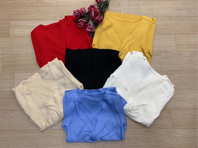 Bán sỉ áo len xoắn ngực dài tay siêu xinh