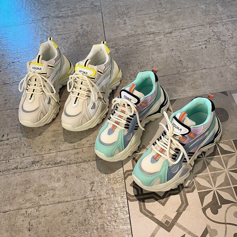 (Free Ship) Giày Phản Quang Nữ Đế Độn 5cm Phối Màu