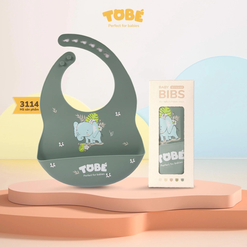 Yếm ăn dặm Eco Silicon ToBé chất liệu cao cấp, mềm mại giúp việc ăn dặm của bé dễ dàng