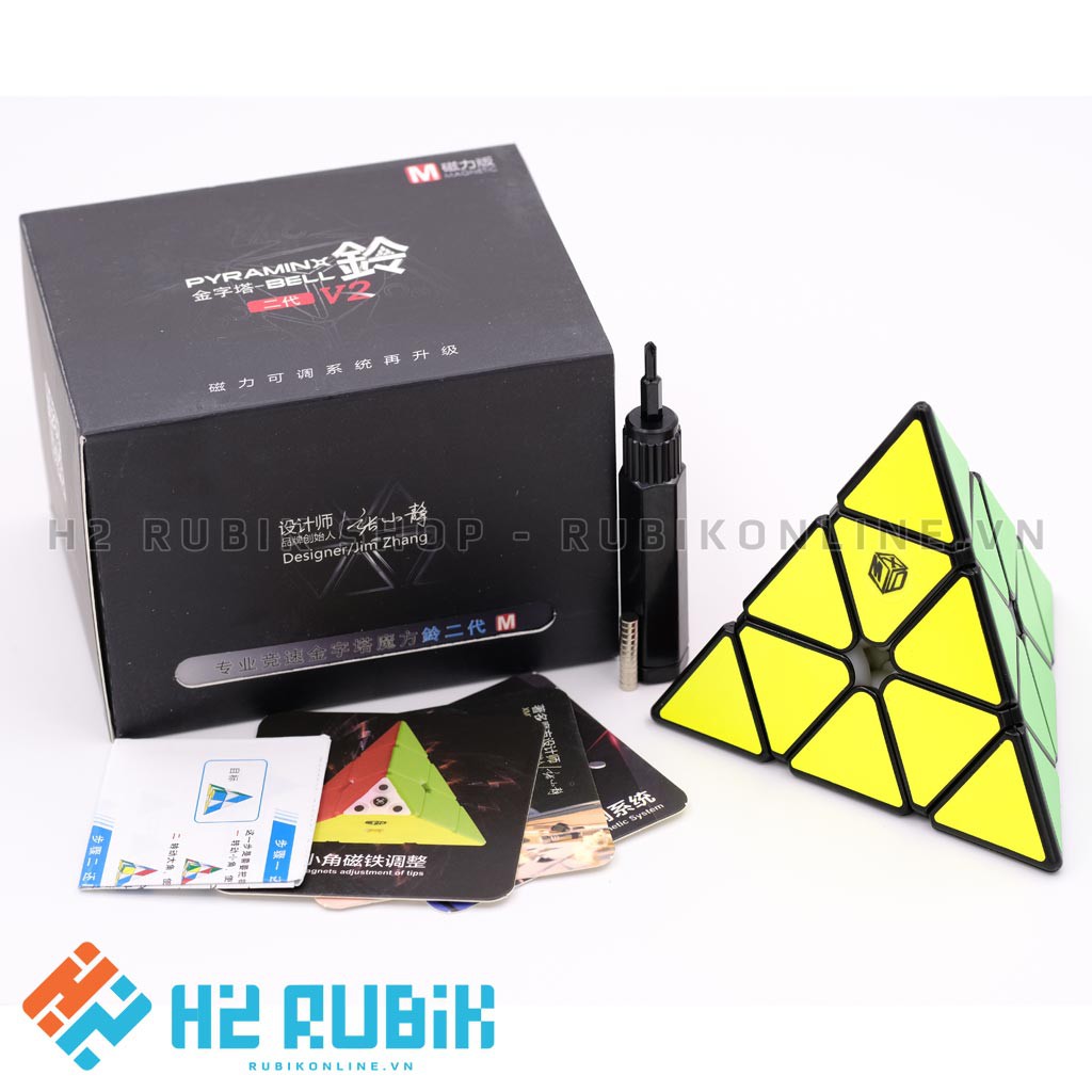 Rubik tam giác QiYi X-Man Bell Magnetic Pyraminx V2 - Rubik Pyraminx tam giác có nam châm cao cấp