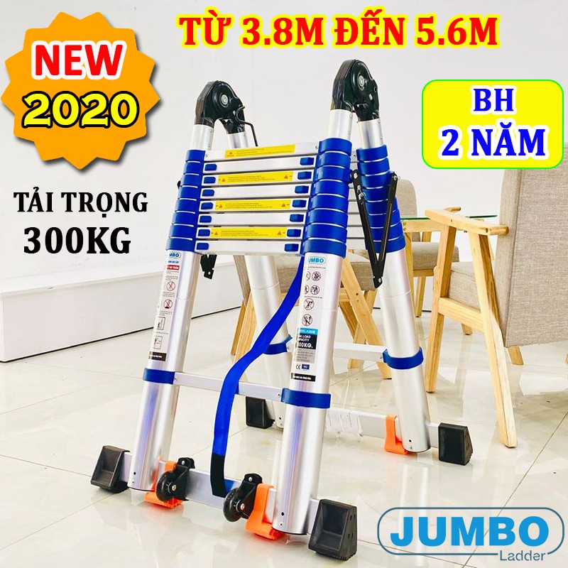 Thang nhôm rút xếp đôi chữ A Jumbo A190B,A220B,A250B,A280B NEW 2020 Thang nhôm rút gọn đa năng cao cấp đai xanh