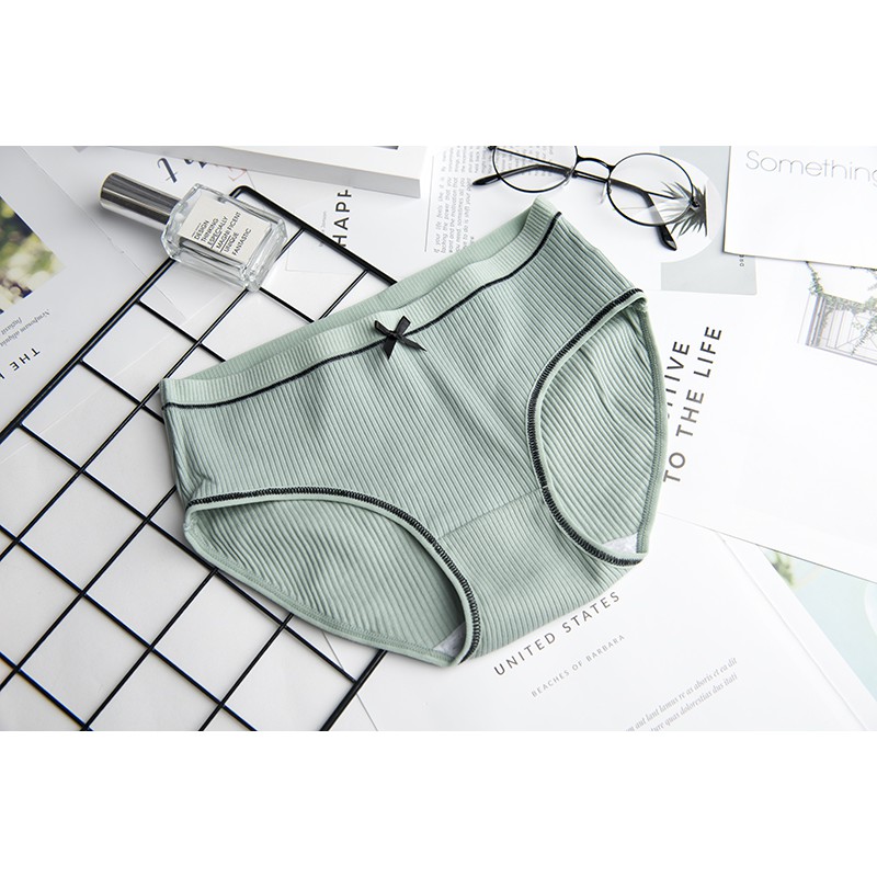 QUẦN LÓT NỮ TĂM GÂN ĐÍNH NƠ KHÁNG KHUẨN HỌA TIẾT XINH XĂN KÈM TÚI ZIP