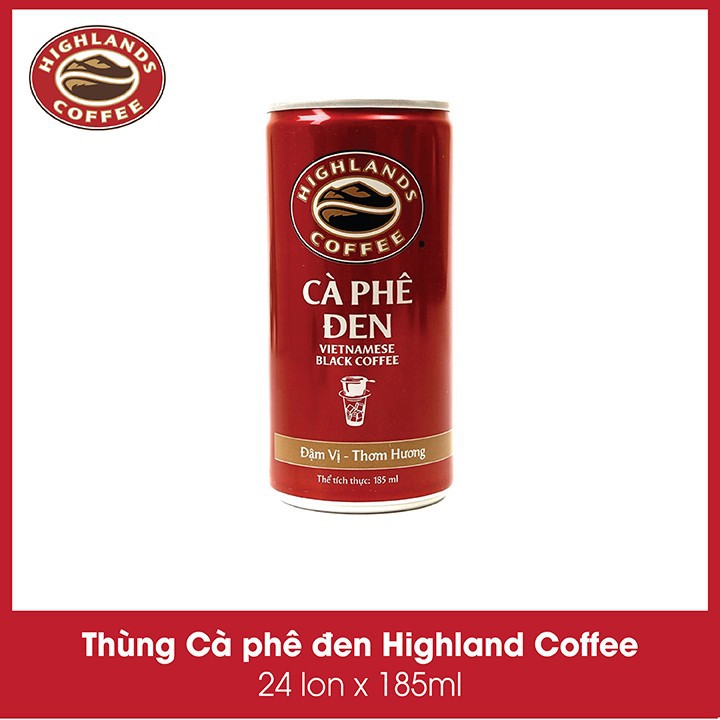 [SenXanh CAFE]  Thùng 24 Lon Cà Phê Đen Highlands Coffee 185ml