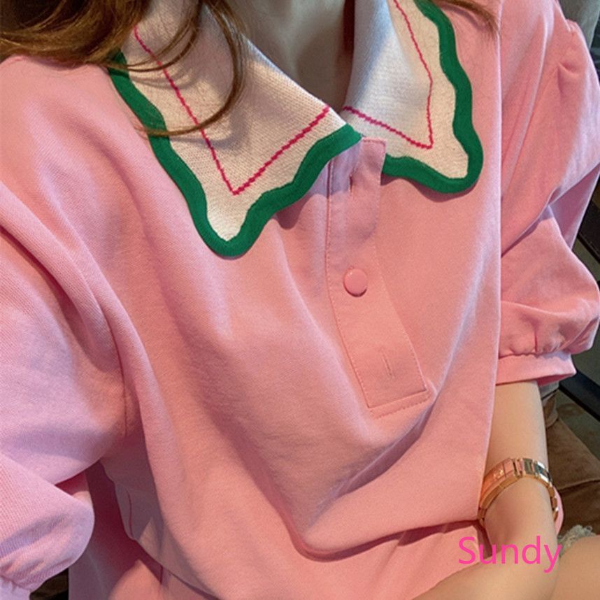 Áo Tay Phồng Cổ Polo Thời Trang Mùa Hè Pháp Cho Nữ